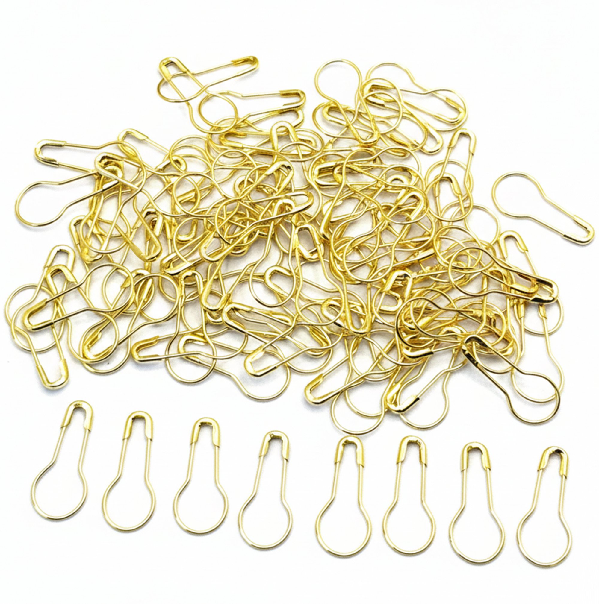 Metal Safety Pins, 500 Pack Bulk Set, Rust Resistant Steel, 0.8 Inch Gourd Shape for Clothing Tags, Crafts, Sewing, DIY Project (Gold)