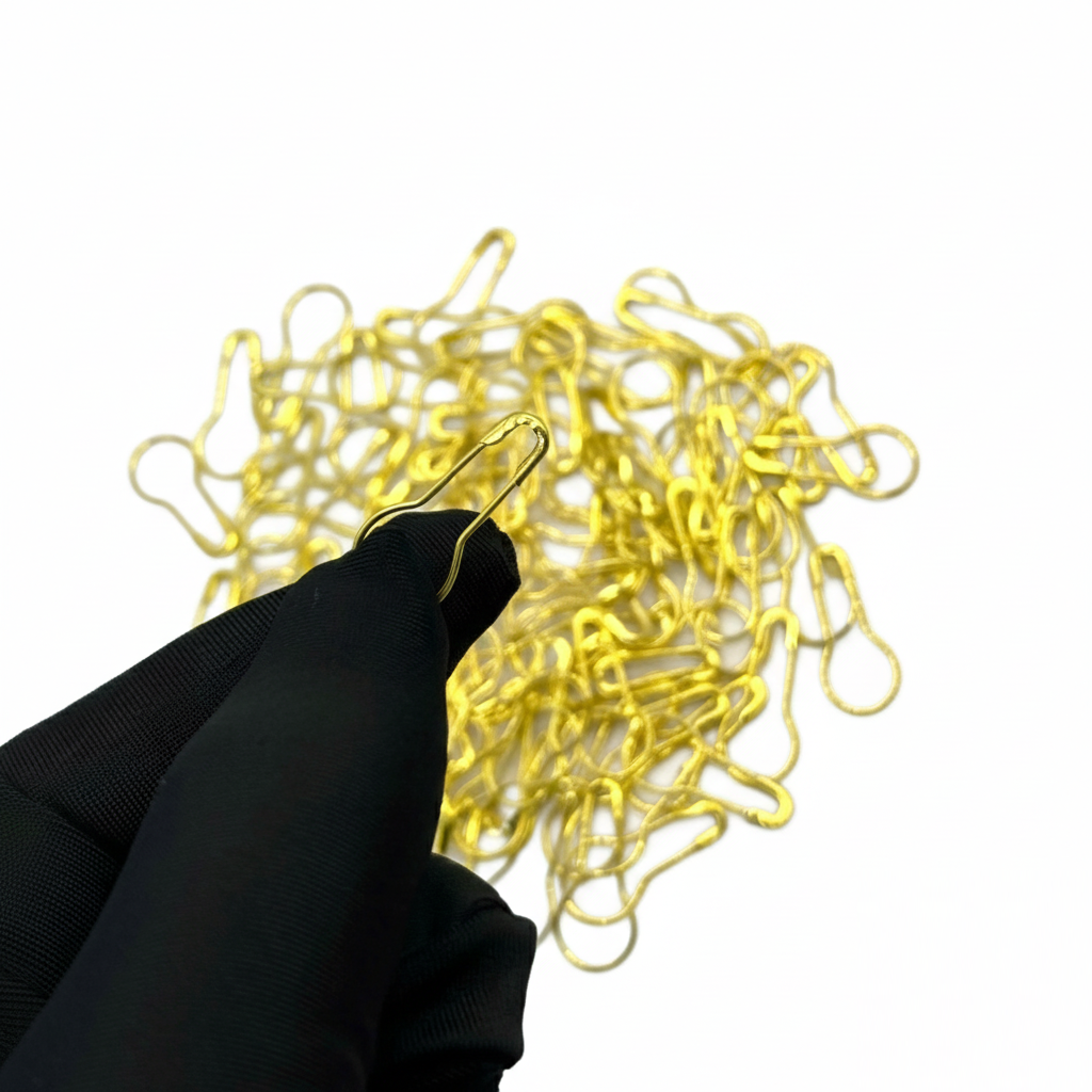 Metal Safety Pins, 500 Pack Bulk Set, Rust Resistant Steel, 0.8 Inch Gourd Shape for Clothing Tags, Crafts, Sewing, DIY Project (Gold)
