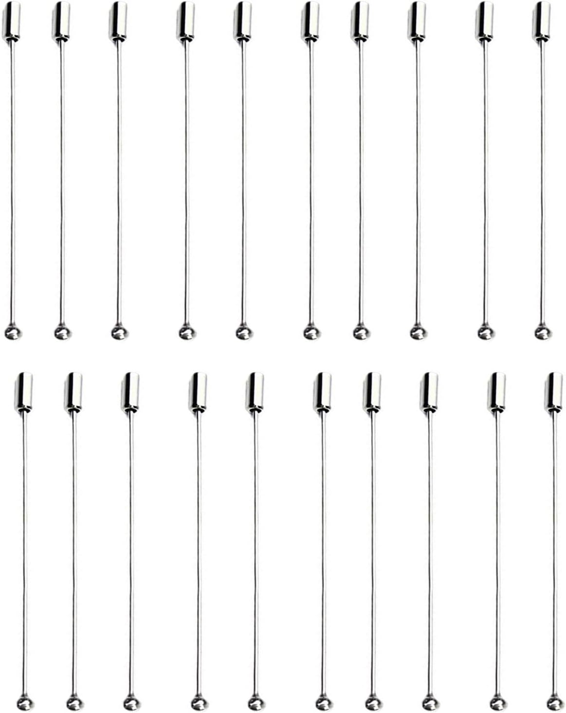 Metal Stick Pin Silver Brooch Safety Pins,Brooch Pin Stick for Jewelry Making, Long Needle Eye Pin with Stopper Ends, Jewelry Making Ball Pin Sticks with Clutches, Silver Round Ball Metal Brooch