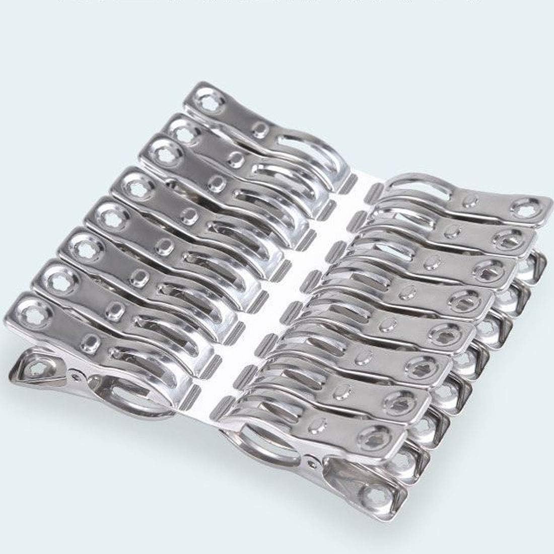 Clothes Pins 32 Pcs Metal Beach Chair Towel Clips,Heavy Duty Stainless Steel Clothespin, Row Cover Clips,Garden Clips,Greenhouse Clamps