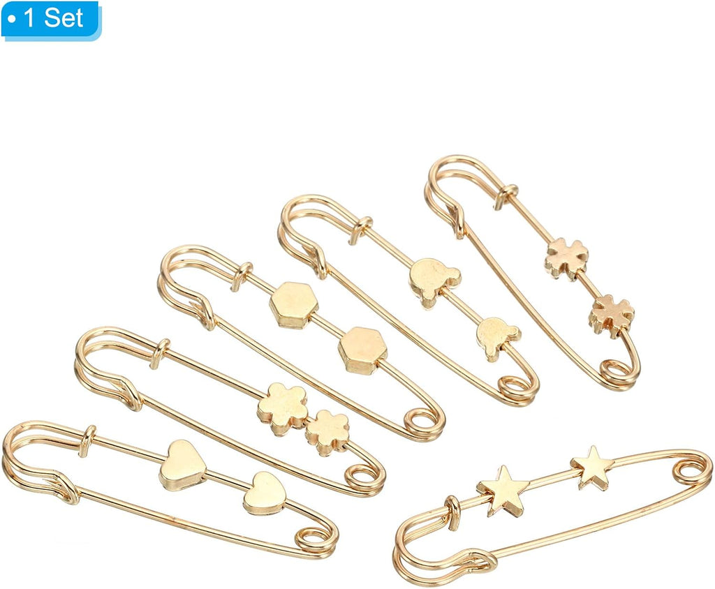 Decorative Pins for Clothing Fashion Safety Pins Simulation Pearl Safety Pins, 6Pcs Faux Pearl Brooch Pins for Women Clothing Sweater Shawl Decoration