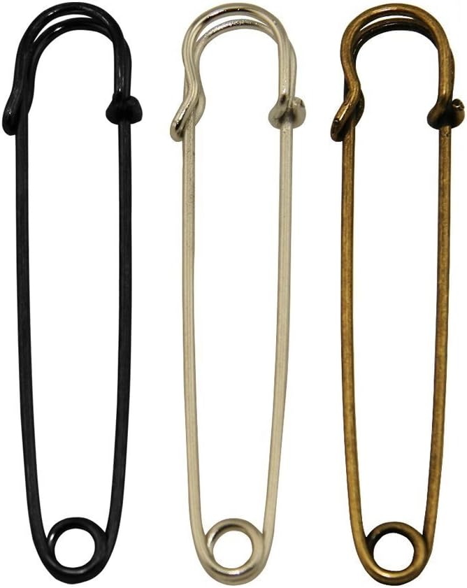 Set of 12pcs Extra-Large 4" Steel Safety Pins - Blankets, Skirts, Kilts, Crafts