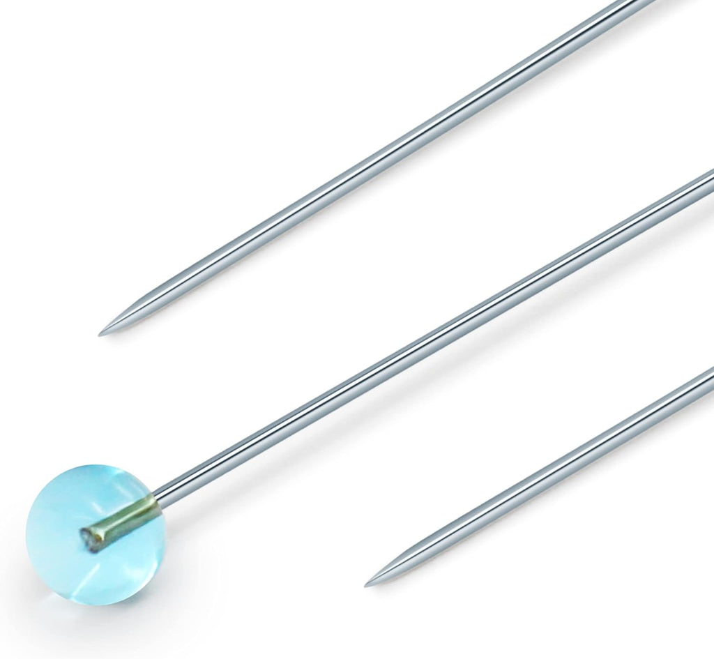 Dritz 3035 Crystal Glass Head Pins, 1-7/8-Inch (100-Count), Blue and Yellow