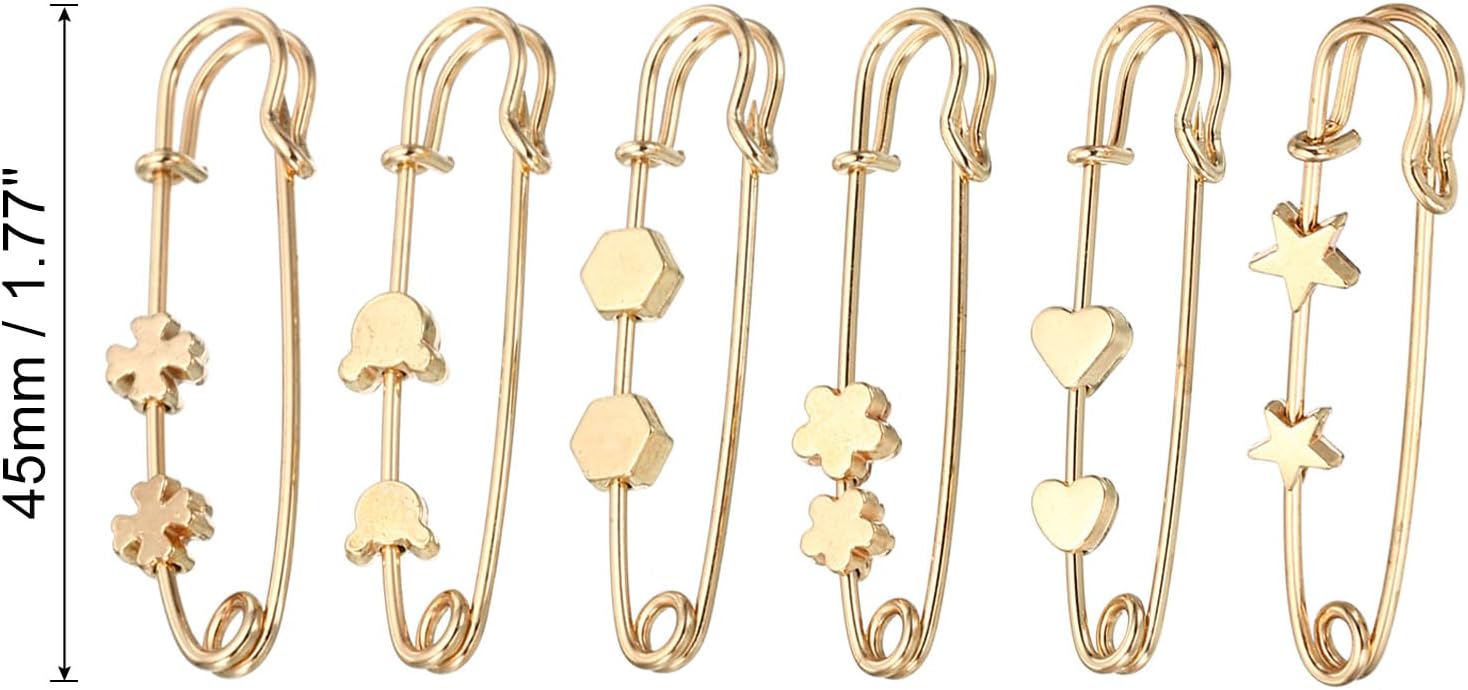 Decorative Pins for Clothing Fashion Safety Pins Simulation Pearl Safety Pins, 6Pcs Faux Pearl Brooch Pins for Women Clothing Sweater Shawl Decoration