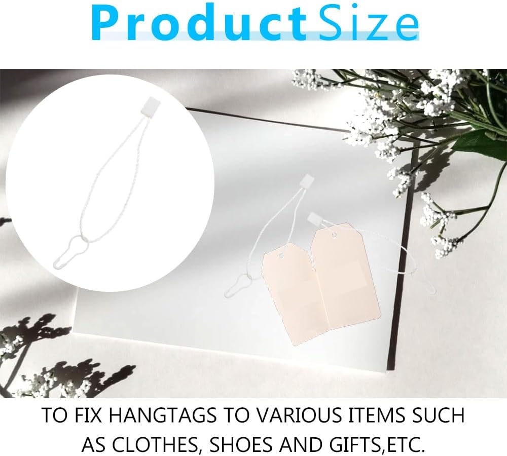 1000Pcs Hang Tag Fastener and 1000Pcs Safety Pins White Hanging Tag Nylon String Snap Lock Metal Ground Pins for Clothing Tags and Labels