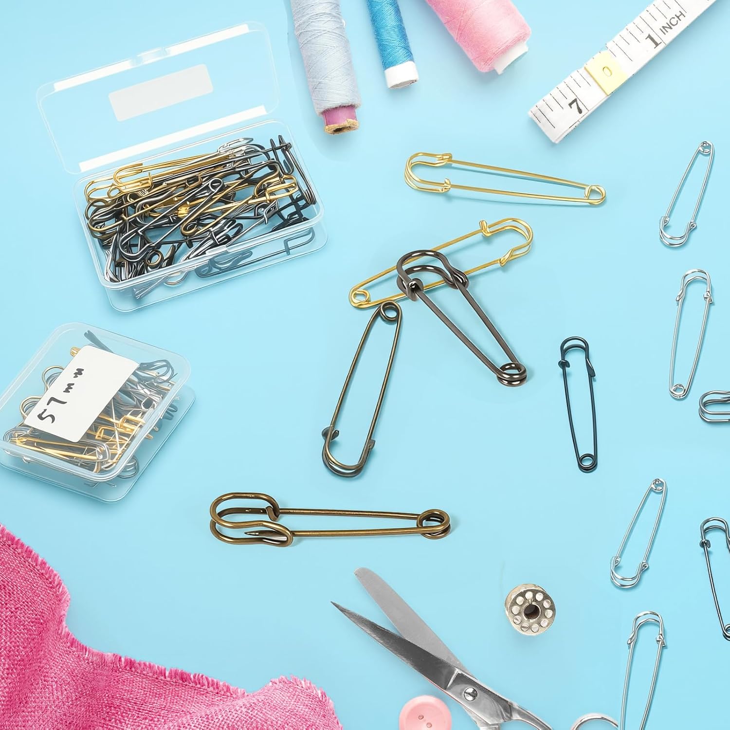 1.1 Inch Large Safety Pins, 20 Pcs Heavy-Duty Steel Safety Pins for Clothes Silver Big Safety Pin for Sewing Arts DIY Crafts