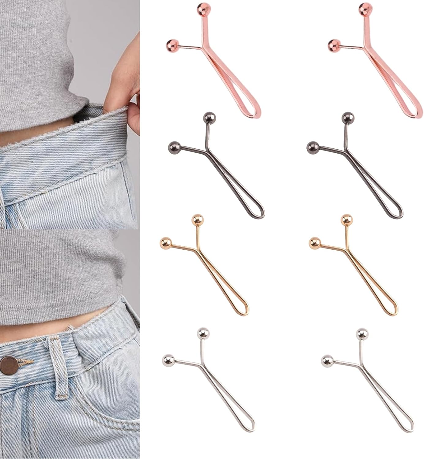 8PCS Decorative Hijab Safety Pins, U-Shaped Scarf Clips, Wedding Dress Accessories, Invisible Waist Tighteners Versatile,Brooch Pins for Women