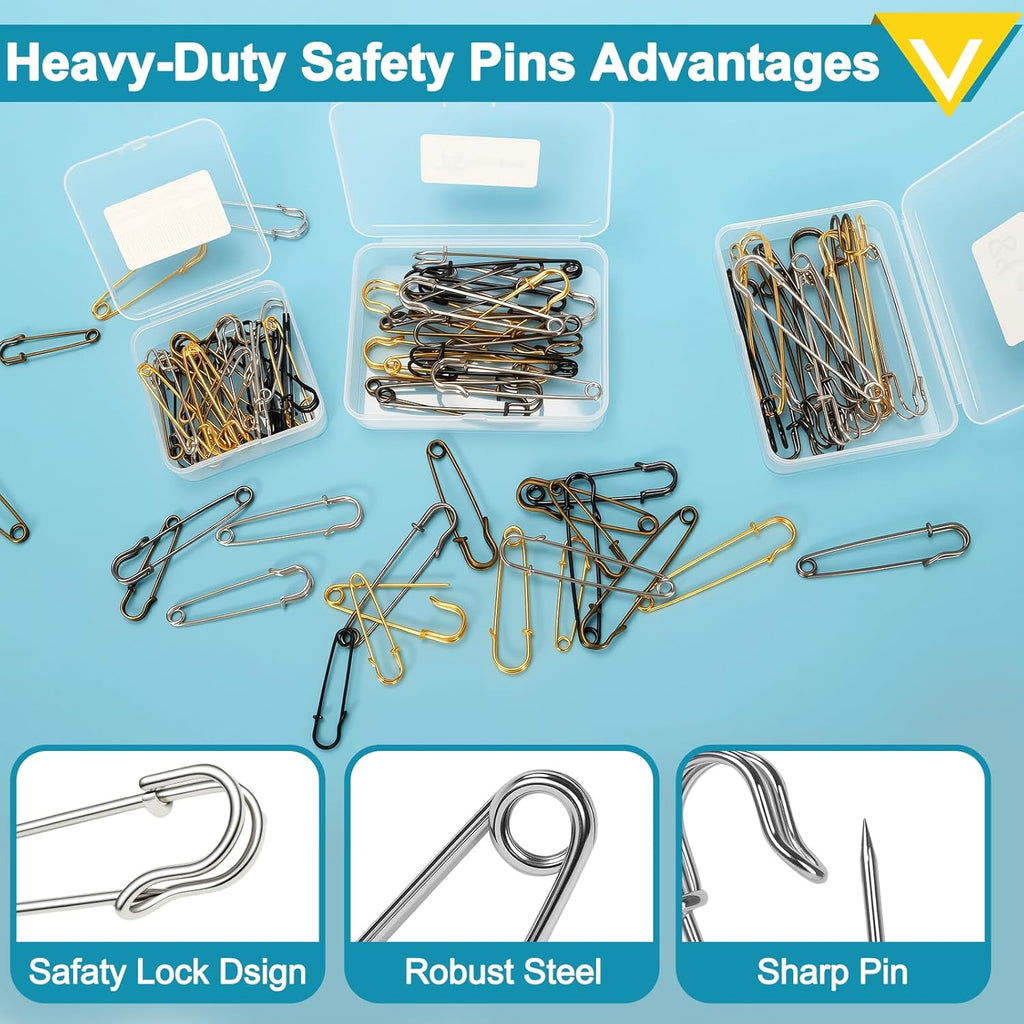 1.1 Inch Large Safety Pins, 20 Pcs Heavy-Duty Steel Safety Pins for Clothes Silver Big Safety Pin for Sewing Arts DIY Crafts