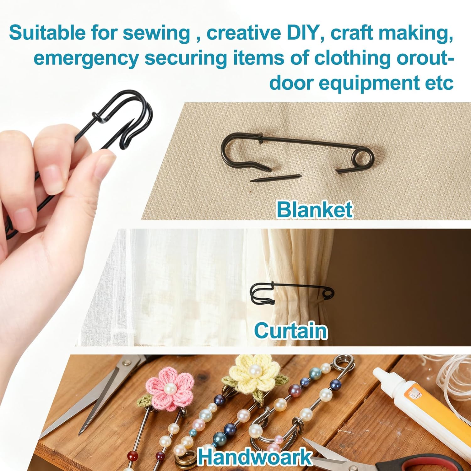 1.1 Inch Large Safety Pins, 20 Pcs Heavy-Duty Steel Safety Pins for Clothes Silver Big Safety Pin for Sewing Arts DIY Crafts