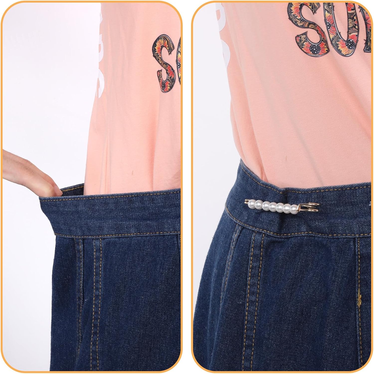 6 PCS Faux Pearl Brooch Pin Safety Pins Decorative for Women, Gold Pearl Pin for Clothes Pants Clips to Tighten Waist, Large Waist Extender Decorative Pins for Shawl Sweater Dress Hat Pants Wedding